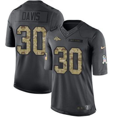 Nike Denver Broncos #30 Terrell Davis Black Stitched NFL Limited 2016 Salute to Service Jersey