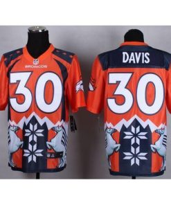 Nike Denver Broncos #30 Terrell Davis Orange Stitched NFL Elite Noble Fashion Jersey