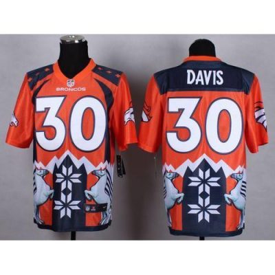 Nike Denver Broncos #30 Terrell Davis Orange Stitched NFL Elite Noble Fashion Jersey