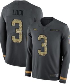 Nike Denver Broncos #3 Drew Lock Anthracite Salute to Service Stitched NFL Limited Therma Long Sleeve Jersey