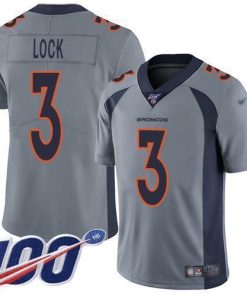 Nike Denver Broncos #3 Drew Lock Gray Stitched NFL Limited Inverted Legend 100th Season Jersey