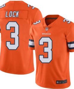 Nike Denver Broncos #3 Drew Lock Orange Stitched NFL Limited Rush Jersey