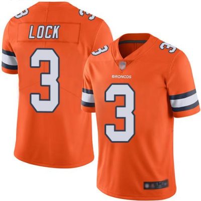 Nike Denver Broncos #3 Drew Lock Orange Stitched NFL Limited Rush Jersey