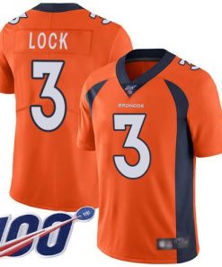 Nike Denver Broncos #3 Drew Lock Orange Team Color Stitched NFL 100th Season Vapor Limited Jersey