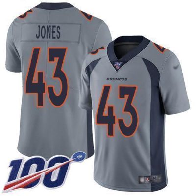 Nike Denver Broncos #43 Joe Jones Gray Stitched NFL Limited Inverted Legend 100th Season Jersey