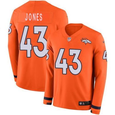 Nike Denver Broncos #43 Joe Jones Orange Team Color Stitched NFL Limited Therma Long Sleeve Jersey