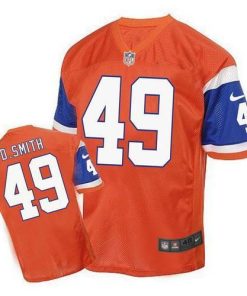 Nike Denver Broncos #49 Dennis Smith Orange Stitched NFL Elite Throwback Jersey