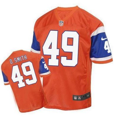 Nike Denver Broncos #49 Dennis Smith Orange Stitched NFL Elite Throwback Jersey