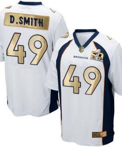 Nike Denver Broncos #49 Dennis Smith White Stitched NFL Game Super Bowl 50 Collection Jersey