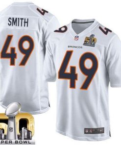 Nike Denver Broncos #49 Dennis Smith White Super Bowl 50 Stitched NFL Game Event Jersey
