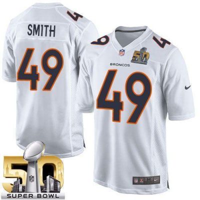 Nike Denver Broncos #49 Dennis Smith White Super Bowl 50 Stitched NFL Game Event Jersey