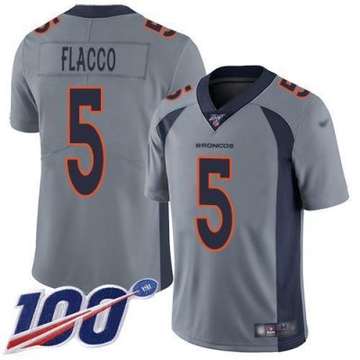Nike Denver Broncos #5 Joe Flacco Gray Stitched NFL Limited Inverted Legend 100th Season Jersey