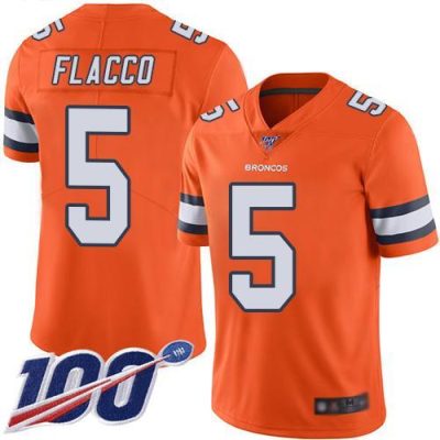 Nike Denver Broncos #5 Joe Flacco Orange Stitched NFL Limited Rush 100th Season Jersey
