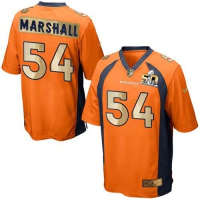 Nike Denver Broncos #54 Brandon Marshall Orange Team Color Stitched NFL Game Super Bowl 50 Collection Jersey