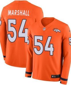 Nike Denver Broncos #54 Brandon Marshall Orange Team Color Stitched NFL Limited Therma Long Sleeve Jersey