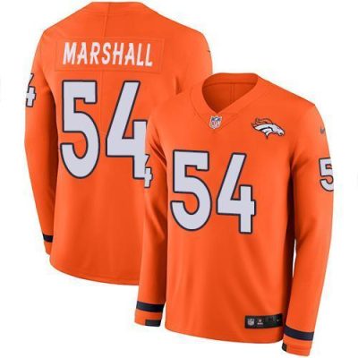 Nike Denver Broncos #54 Brandon Marshall Orange Team Color Stitched NFL Limited Therma Long Sleeve Jersey