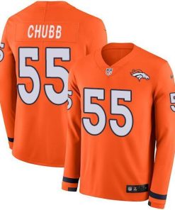 Nike Denver Broncos #55 Bradley Chubb Orange Team Color Stitched NFL Limited Therma Long Sleeve Jersey