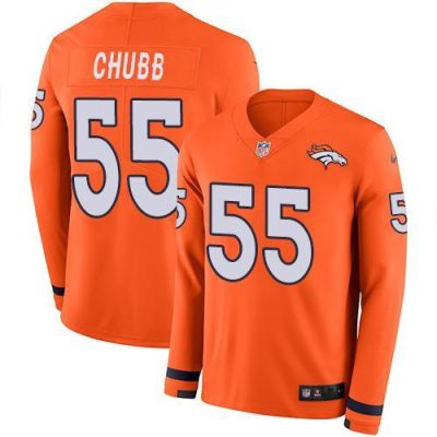 Nike Denver Broncos #55 Bradley Chubb Orange Team Color Stitched NFL Limited Therma Long Sleeve Jersey