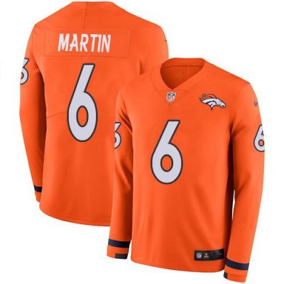 Nike Denver Broncos #6 Sam Martin Orange Team Color Stitched NFL Limited Therma Long Sleeve Jersey