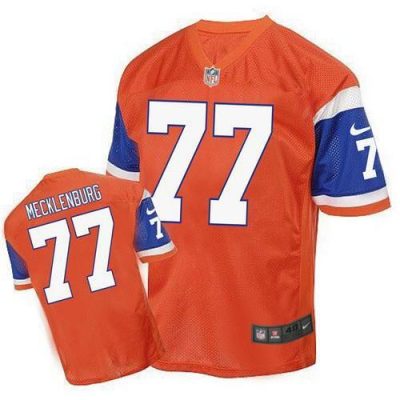 Nike Denver Broncos #77 Karl Mecklenburg Orange Stitched NFL Elite Throwback Jersey