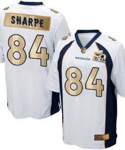 Nike Denver Broncos #84 Shannon Sharpe White Stitched NFL Game Super Bowl 50 Collection Jersey