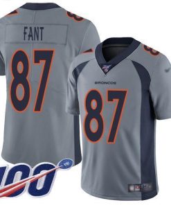 Nike Denver Broncos #87 Noah Fant Gray Stitched NFL Limited Inverted Legend 100th Season Jersey