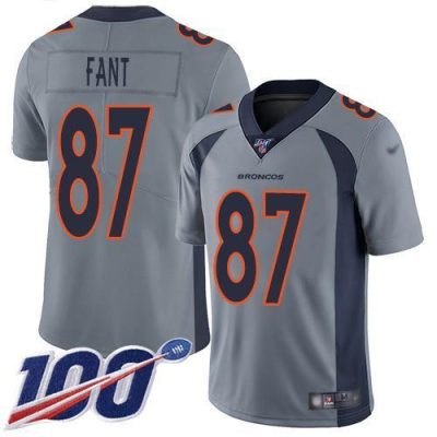 Nike Denver Broncos #87 Noah Fant Gray Stitched NFL Limited Inverted Legend 100th Season Jersey