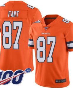 Nike Denver Broncos #87 Noah Fant Orange Stitched NFL Limited Rush 100th Season Jersey