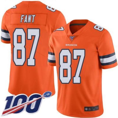 Nike Denver Broncos #87 Noah Fant Orange Stitched NFL Limited Rush 100th Season Jersey