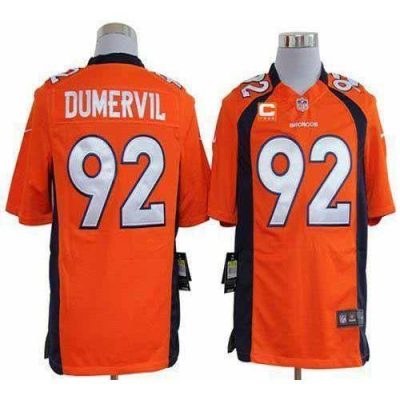 Nike Denver Broncos #92 Elvis Dumervil Orange Team Color With C Patch Stitched NFL Game Jersey