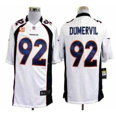 Nike Denver Broncos #92 Elvis Dumervil White With C Patch Stitched NFL Game Jersey