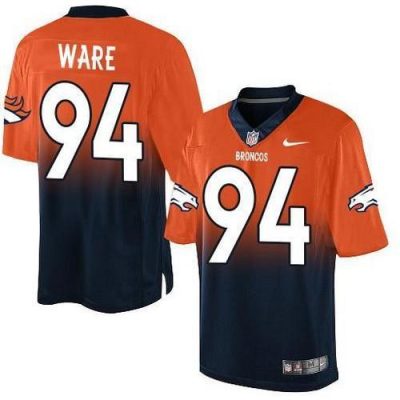 Nike Denver Broncos #94 DeMarcus Ware Orange/Navy Blue Stitched NFL Elite Fadeaway Fashion Jersey