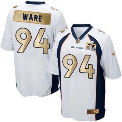 Nike Denver Broncos #94 DeMarcus Ware White Stitched NFL Game Super Bowl 50 Collection Jersey