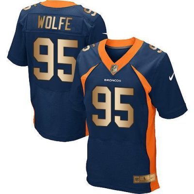 Nike Denver Broncos #95 Derek Wolfe Navy Blue Alternate Stitched NFL New Elite Gold Jersey