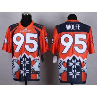 Nike Denver Broncos #95 Derek Wolfe Orange Stitched NFL Elite Noble Fashion Jersey