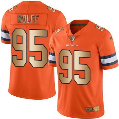 Nike Denver Broncos #95 Derek Wolfe Orange Stitched NFL Limited Gold Rush Jersey