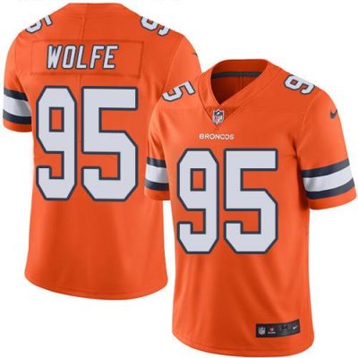 Nike Denver Broncos #95 Derek Wolfe Orange Stitched NFL Limited Rush Jersey