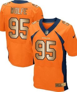 Nike Denver Broncos #95 Derek Wolfe Orange Team Color Stitched NFL New Elite Gold Jersey