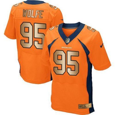 Nike Denver Broncos #95 Derek Wolfe Orange Team Color Stitched NFL New Elite Gold Jersey