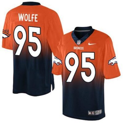Nike Denver Broncos #95 Derek Wolfe Orange/Navy Blue Stitched NFL Elite Fadeaway Fashion Jersey