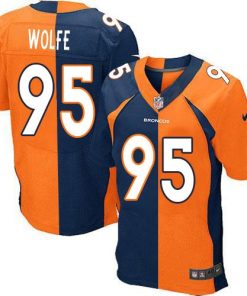 Nike Denver Broncos #95 Derek Wolfe Orange/Navy Blue Stitched NFL Elite Split Jersey