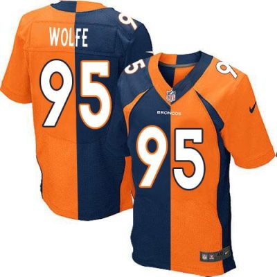Nike Denver Broncos #95 Derek Wolfe Orange/Navy Blue Stitched NFL Elite Split Jersey