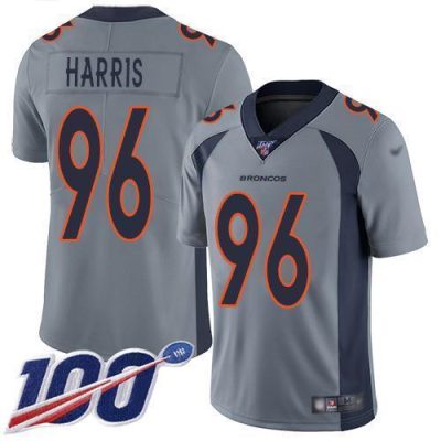 Nike Denver Broncos #96 Shelby Harris Gray Stitched NFL Limited Inverted Legend 100th Season Jersey