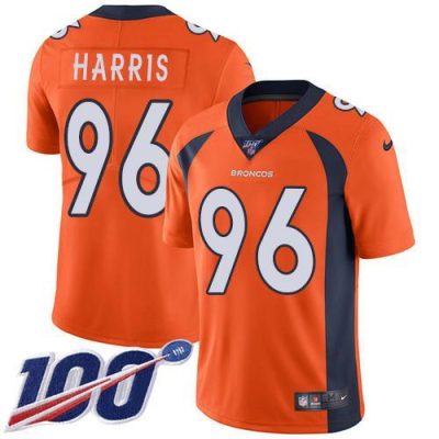 Nike Denver Broncos #96 Shelby Harris Orange Team Color Stitched NFL 100th Season Vapor Untouchable Limited Jersey
