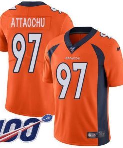 Nike Denver Broncos #97 Jeremiah Attaochu Orange Team Color Stitched NFL 100th Season Vapor Untouchable Limited Jersey