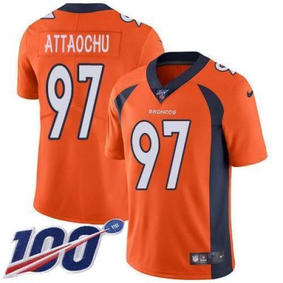 Nike Denver Broncos #97 Jeremiah Attaochu Orange Team Color Stitched NFL 100th Season Vapor Untouchable Limited Jersey