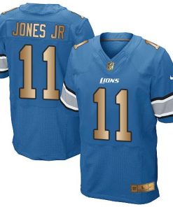 Nike Detroit Lions #11 Marvin Jones Jr Blue Team Color Stitched NFL Elite Gold Jersey
