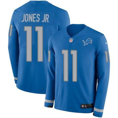 Nike Detroit Lions #11 Marvin Jones Jr Blue Team Color Stitched NFL Limited Therma Long Sleeve Jersey