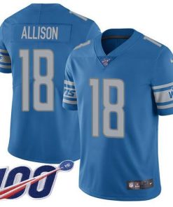 Nike Detroit Lions #18 Geronimo Allison Blue Team Color Stitched NFL 100th Season Vapor Untouchable Limited Jersey