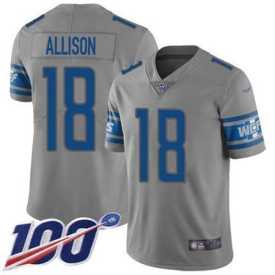 Nike Detroit Lions #18 Geronimo Allison Gray Stitched NFL Limited Inverted Legend 100th Season Jersey